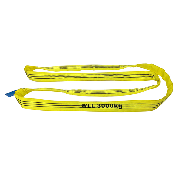 Yellow  Single Ply Cover Polyester Round Sling  3Ton