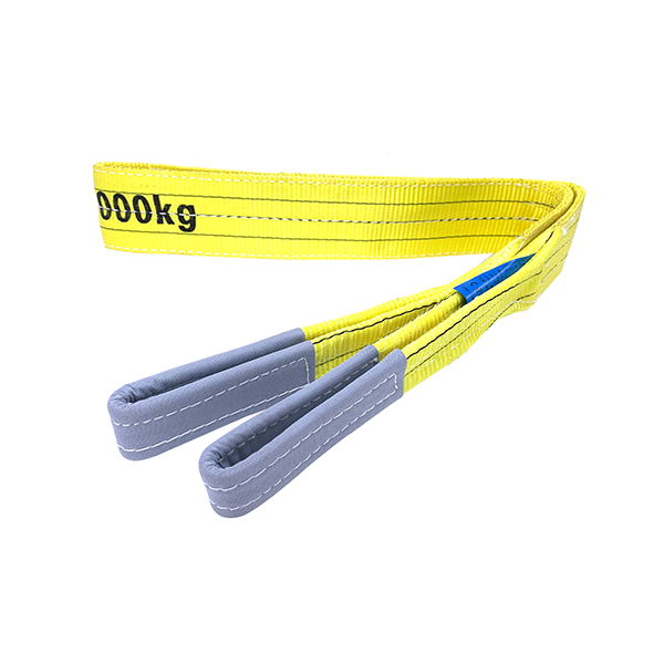 Yellow Polyester Duplex Flat Webbing Sling with Reinforced Lifting Eyes 3 Tonne