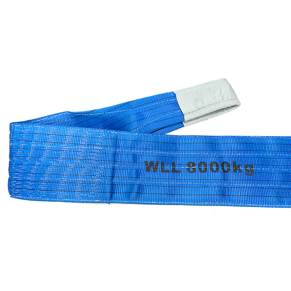 Blue Polyester Duplex Flat Webbing Sling with Reinforced Lifting Eyes 8 Tonne