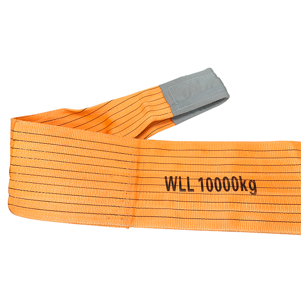 Orange Polyester Duplex Flat Webbing Sling with Reinforced Lifting Eyes 10 Tonne